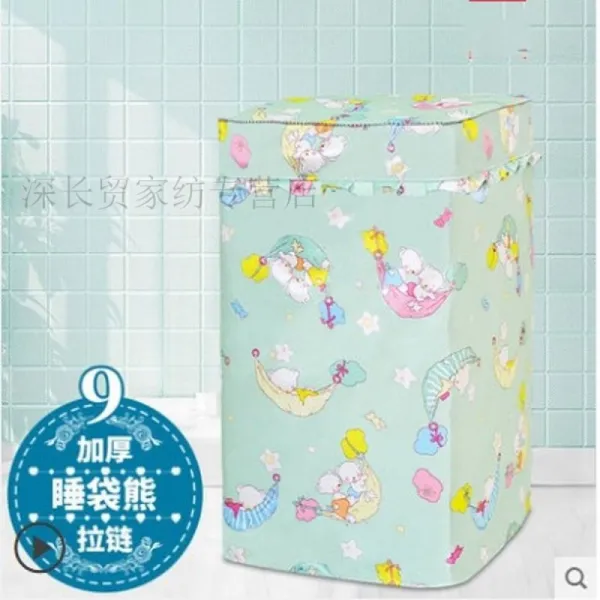 신상 품 은 하 이 얼 파 나 소 닉 삼 성 Lg 스 완 의 전자 동 세탁 기 커버 방수 자외선 차단 커버 파선 위 에 뚜껑 을 열 고 침낭 곰 에 두 꺼 운 지퍼 작은 사이즈 5 5.5kg 를 적용 한다.