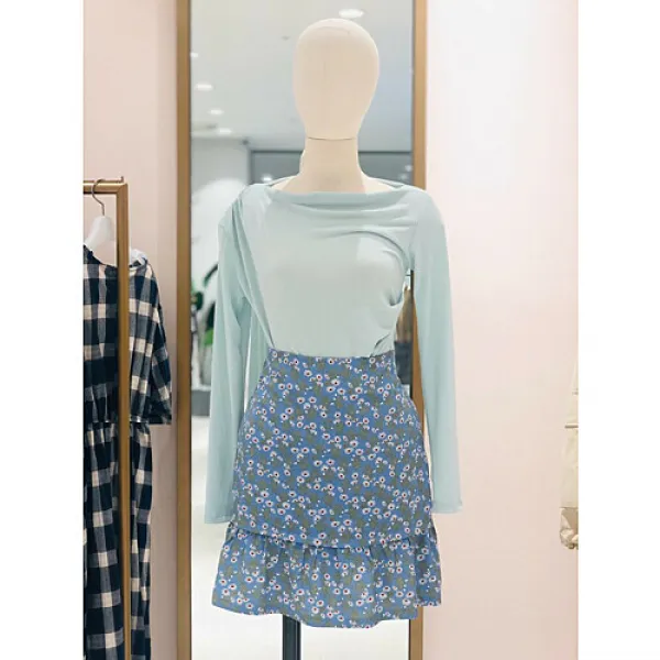  메케나 메케나 뒷밴딩 프릴 플라워패턴 A라인 스커트치마 Mx2c2sk0065