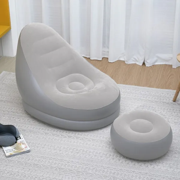 캠핑의자 빈백쇼파 다다미 침실 여성소형 귀여운 싱글 에어쇼파 베란다 캐주얼 기대어눕기 의자소파 의자 T01 우아그레이 에어쇼파+원의자 증가 전기 동력펌프