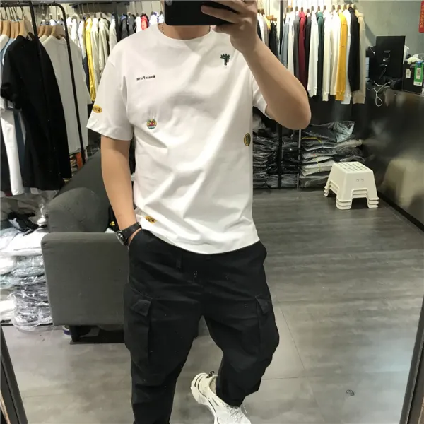 Jun.17 116번 여름 남자 반팔 라운드 티셔츠 박시하고 편하게 낙찰 자수 유스패션을 멋스럽게z