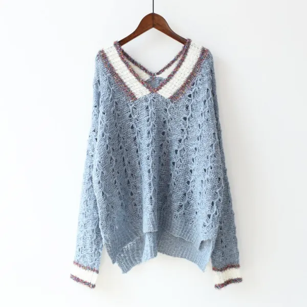 심쿵마켓 데일리 데이트 시스루 스타일 브이넥 오프숄더 니트