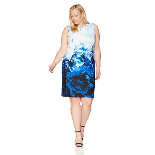 Calvin Klein Womens Plus Size Printed Sheath Dress