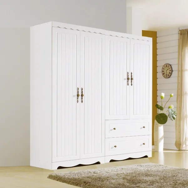 솜씨방가구 비올라1600옷장세트 긴문장1+투서랍장1, 화이트(물결) 기본형 이불장1+투서랍장1