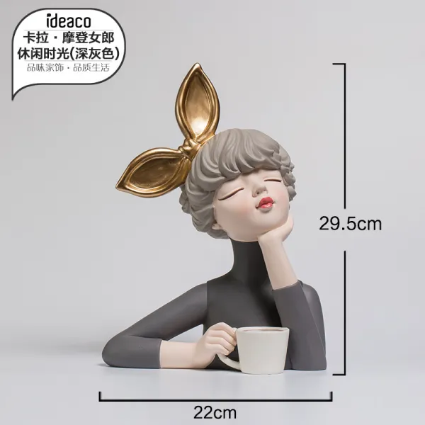 풍선부는 소녀 장식 공예 북유럽 거실 TV 캐비닛 룸 장식, 현대 여가 시간 (다크 그레이)
