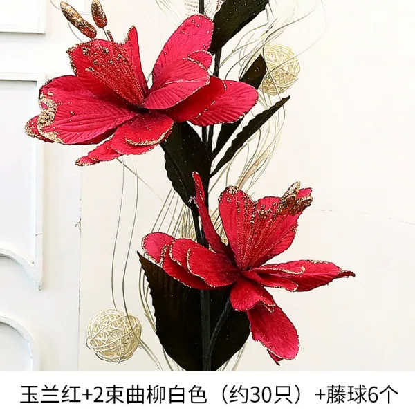 파브코리아 구제 클래식 목련조화꽃 잎맥 인조 라이크 마른 꽃꽂이 실내 장식 등나무 공 _고리버들 _ 목련조화꽃