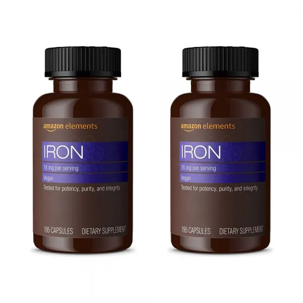 Amazon Elements 철분 8mg 적혈구 95정 (2팩), 상세내용 참조, 1개