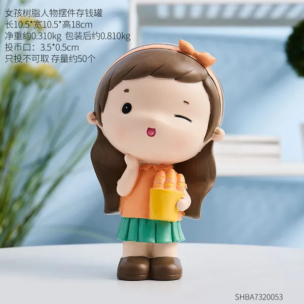 화이트스노우 홈데코소품 독창적 큐트 소녀 장식품 실내 리빙테이블 면 엔틱한디자인 홈실 배치 결혼축하선물, 빵 여자 동전보관함 （보유량 대략 5