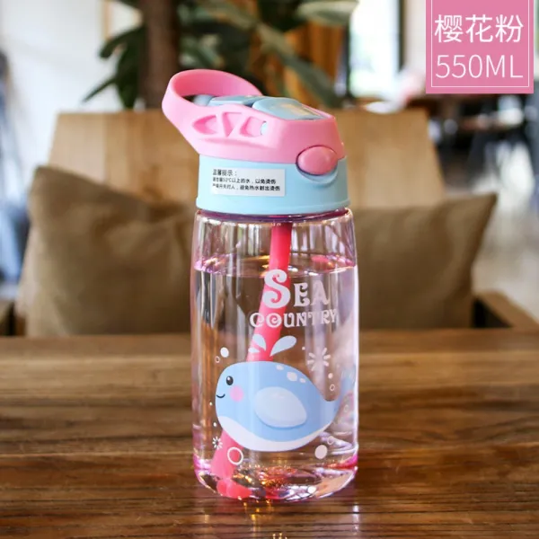 페파피그 유아 어린이 키즈 캐릭터 물병 물통 500ml, 사쿠라 핑크 고래 -550ml
