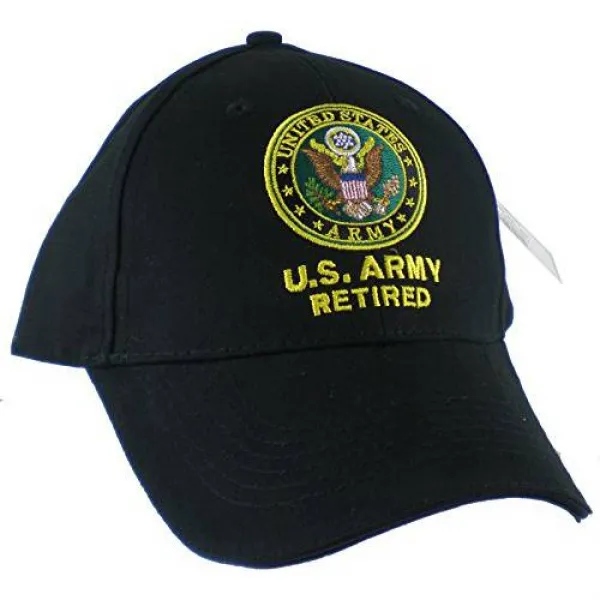 미 육군 퇴역 한 뚜껑 Eagle Crest U.S. Army Retired Cap Black