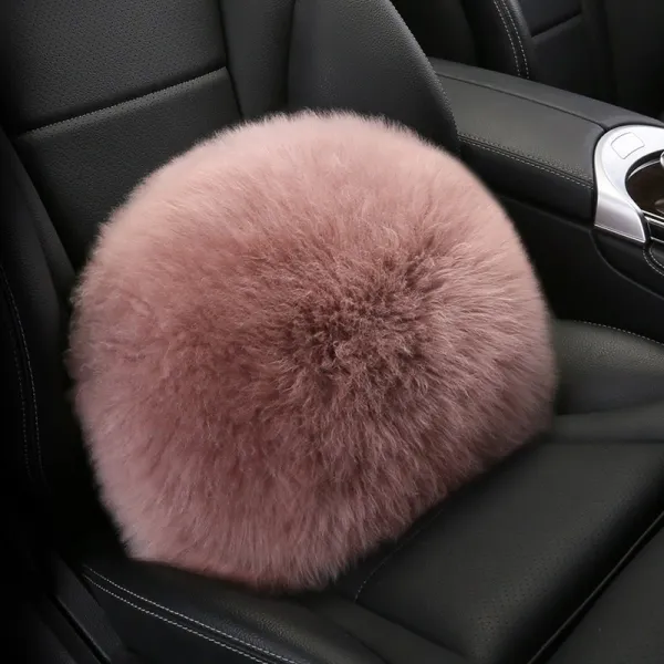 라이언픽 겨울 양털 장거리 운전기사 매트 허그 화물차 타요버스 의자 목쿠션 머리 옅은 회홍색 긴털 허리 쿠션 한 개
