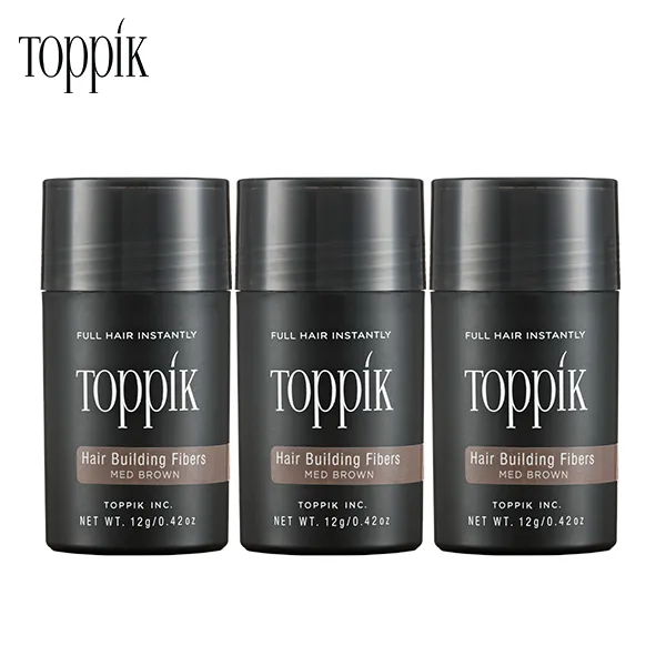 토픽 TOPPIK 12g x 3개 (3개월분) 천연양모케라틴 흑채 증모제 펌프별매, 3개입, 중간 갈색 12g
