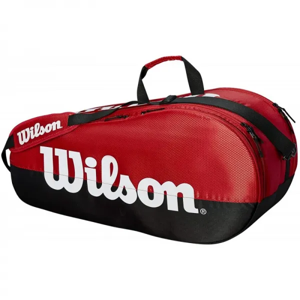 Wilson Tennis Racquet Bag 팀 2 개 구획 최대 6 개의 라켓 빨강 / 검정 / 백색 WRZ857909