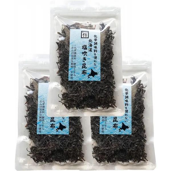 먹보 사무라이 화학 조미료를 사용하지 홋카이도 소금 불어 다시마 (자연산) × 3 봉지, 1, 단일상품