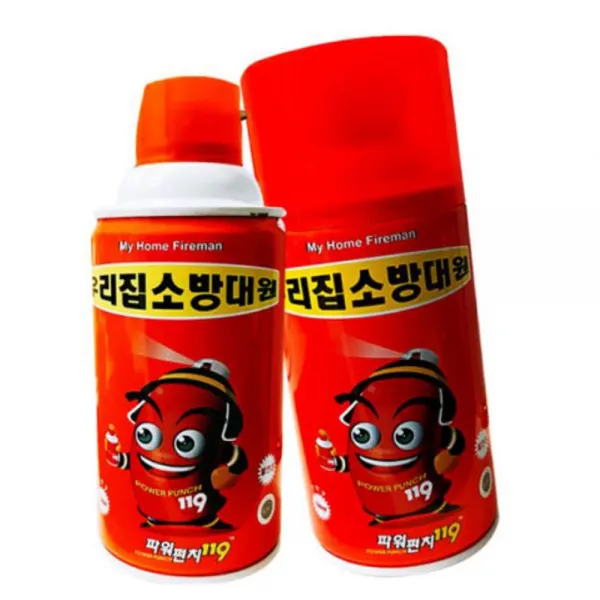 Rw45e0ce 휴대용 튀김화재에우수 진화후잔재물이없음 유효기간8년 스프레이식 소화기_파워펀치119340g 버튼을누르는소화기 안전한소화기 소화기 거치대
