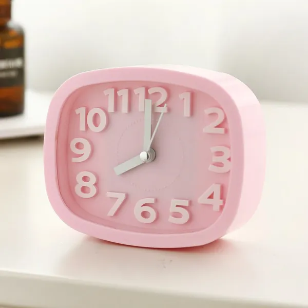휴대용 학생 아이디어 기상 알람 여고생 귀여운 침실 테이블 시계 어린이 잠자는 게을러서 난리법석Z, 타원 핑크