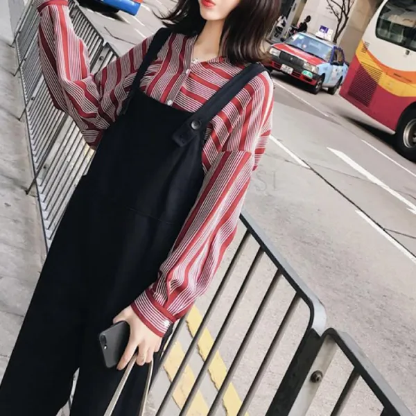 Kirahosi 와이드 루즈핏 박스 바지 멜빵 점퍼 수트 데일리 08 Bdiqt5k