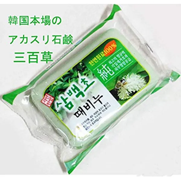 삼백초의 때밀비 비누 아카스리석칸 한국 현지의 목욕재계 124 Hubi 124 신체수건(6624), 1개, 0ml