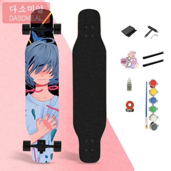 [해외 직송]다소미얼 롱보드 장판 여학생 초보자 성인 4인승 킥보드 학생 거리 닦기 XZ33 A34, 06