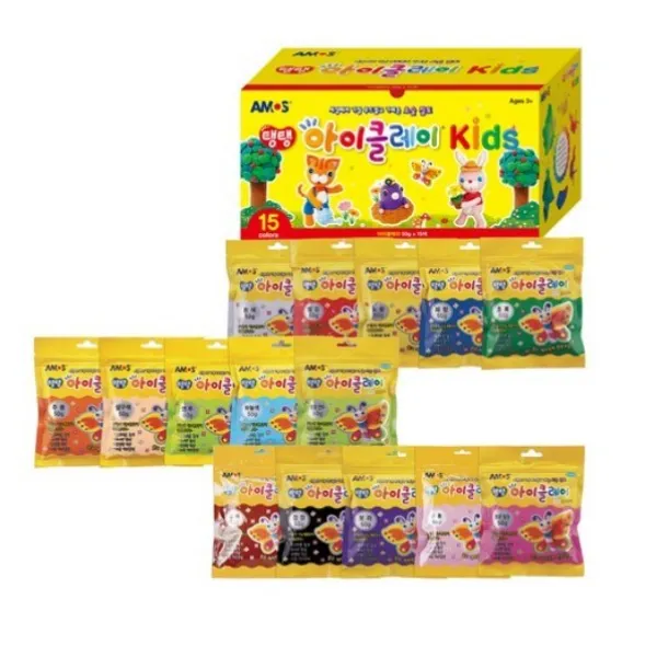 아모스 탱탱아이 칼라클레이 키즈 50g x 15종세트, 1세트, 혼합색상