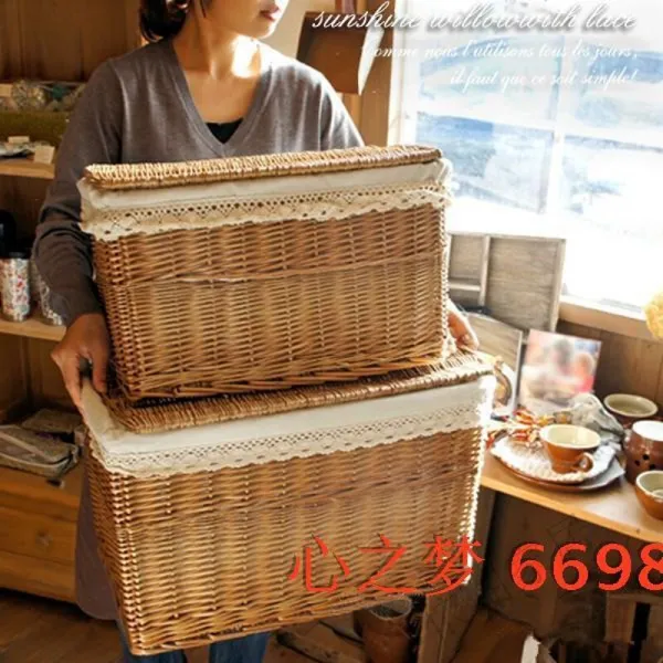큰 넝쿨 엮다 푸른 등등광주리 서류 정리하다 상자 더럽다 바구니 덩굴나무 덩굴나무 바구니 보물 수납함 원색 백포 무개장 사이즈 길이 60 너비 40 높이40센티미터