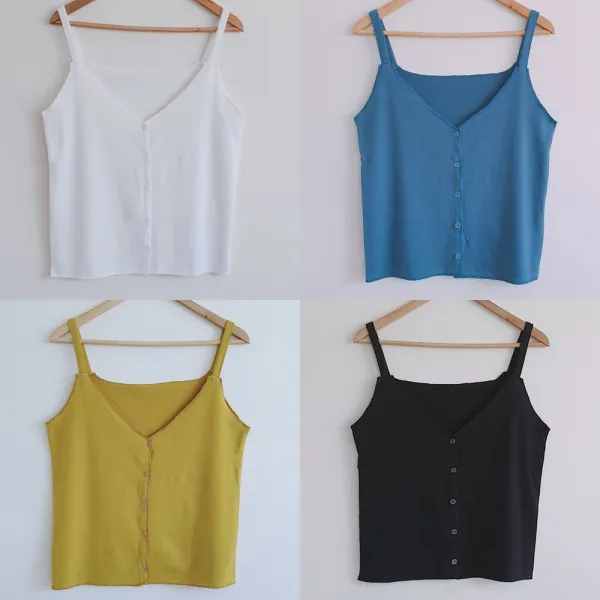 나날샵 자체제작 니트나시 사계절 나시 크롭탑 스모킹탑 섹시탑 브이넥 청바지 반바지 여성의류 민소매/나시