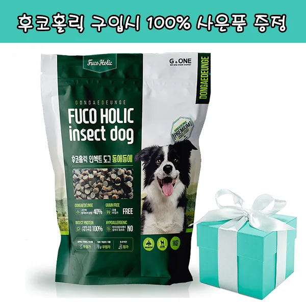 후코홀릭 국내산 인섹트도그 강아지사료 2.4kg 동애등에 그레인프리 하이포알러제닉 알러지 눈물사료, 사은품1 브라우니 6개증정
