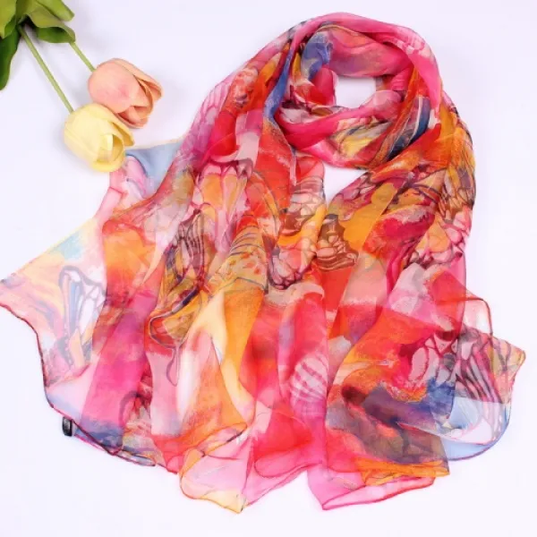 [해외]여성악세사리 Gold towels gold Chinese silk firms are doubles bongyeon scarf scarf Jamsa woman