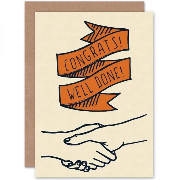 Wee Blue Coo CARD GREETING CONGRATULATIONS 악수 스크롤 선물, 단일옵션
