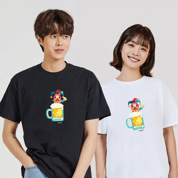 c좋아요_남자얇은티셔츠_여자오버핏반팔_키밍 만취 삐에로 맥주 기본라운드티 반팔티오버핏_W6A24AC, 도림 본상품선택