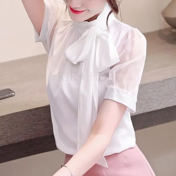 kirahosi 해랑 6 여성 여름 반팔 쉬폰 빅사이즈 블라우스 데일리룩 바캉스 399 BG3xad8