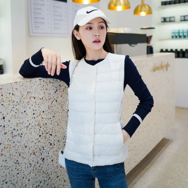 숏패딩 2019가을겨울셋트 싱글버튼 얇고가벼운스타일 여성패딩 타입라운드 칼라슬림한스타일 가엽고편리한 내피 조끼 트렌디