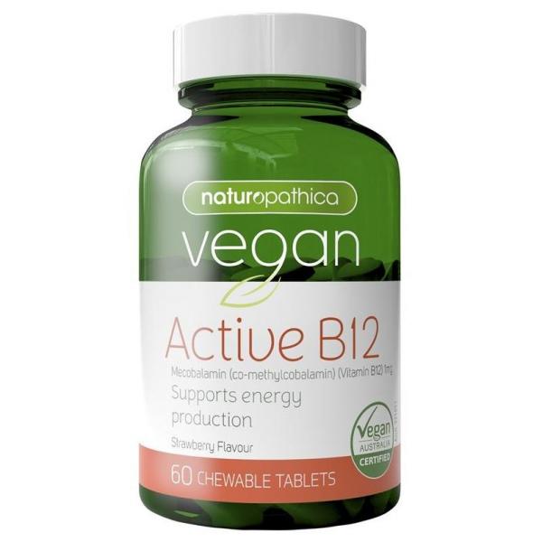 Naturopathica Vegan Active B12 에너지 면역 스트레스 신경안정 적혈구 심혈관지원 60정, 1개