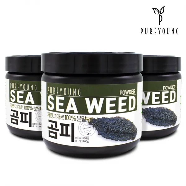 퓨어영 국산 곰피 분말 200g 가루, 3통