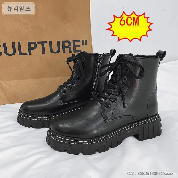 워커 부츠 브리티시 사이드 지퍼 카고 가죽 하이탑 부츠 가을겨울 뉴타임즈 A81203060