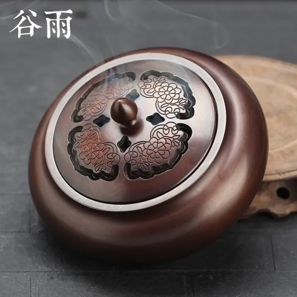 곡우 적동 향로 순수 구리 큰 호박향 반 향로 선 향로 가정 예불 공양 실내 훈 향로 장식품 연화 자 동 향로