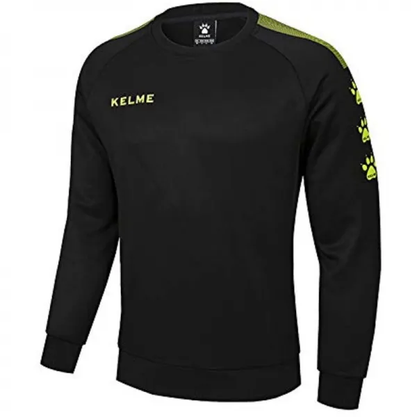 KELME 남성 크루 넥 스웨트 셔츠 탑 트레이너 축구 트레이닝 (블랙 XL)