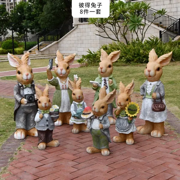 토끼인형 정원장식 미니화분 토끼 부부 가족 옥상 루프탑 가든 마당꾸미기 귀여운조각상 피터 래빗 8종 세트