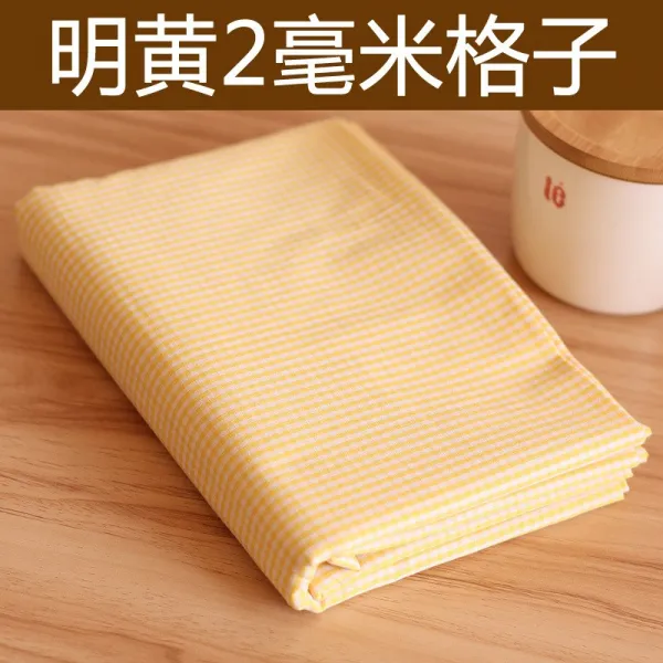 무지개 격자 옷감 평결 선염 순면 스위트 셔츠 룩치마 핸드메이드 DIY 퀼트 면직물 원단, 명엘로 2밀리미터 체크