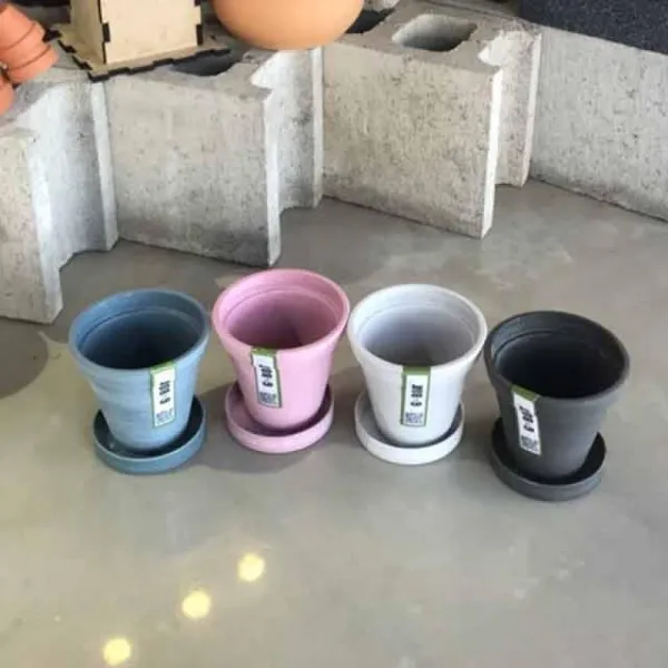 깨지지않는 파스텔 플라스틱화분 11x10cm 가로수 집스타 집들이선물 씨앗키우기 플랜테리어, 화이트