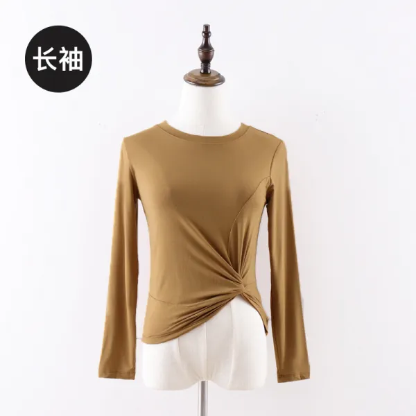 Mar.20 186번 댄스 트레이닝복 상의 모달 현대 무용의상 민속춤 중국 춤의상z S 긴팔 카키