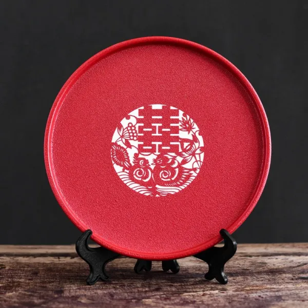 결혼 희자 원반 접시 쟁반 꿀 예 소품 실용 홈장식 전시대 공예품 원앙새 증정