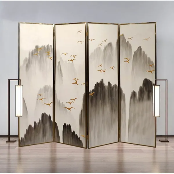 파티션 병풍 자재화 산수 수묵화 거실 호텔 사무실 침실 다실 클래식한 심플 칸막이 접이식 T02 문주문제작 기타 치수