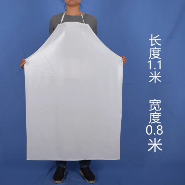 PVC 완병 방수 기름튐방지 정육점 주방 업소용 내구성좋은 앞치마, 흰색 두꺼운 버전 110 x 80