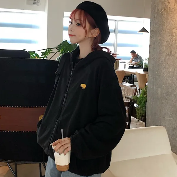엘림몰 여성 양털 후리스 후드 집업