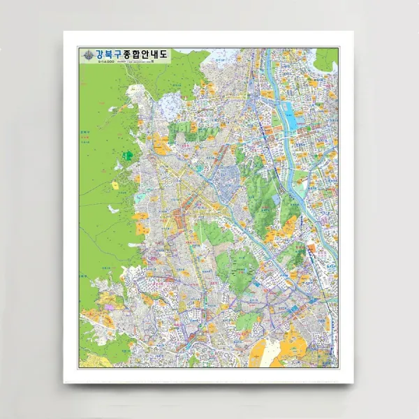 강북구 지번지도 150cm x 132cm SE, 2.종이코팅＋족자(＋20000원)