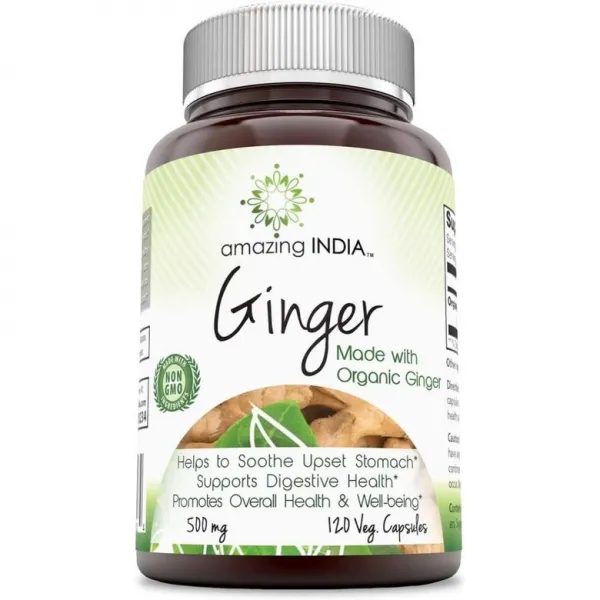 해외직구 생강 영양제 어메이징 인디아 진저 (자연유래 생강으로 제조) 500 Mg 120 베지 캡슐 (비 GMO) - 배탈을 진정시키는 것을 돕는다 - 소화기 - 전반적인 건강과, 상세참조, 상세참조, 상세참조