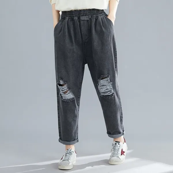 플랜글로벌 여성 케릭터 밴딩 데님cth