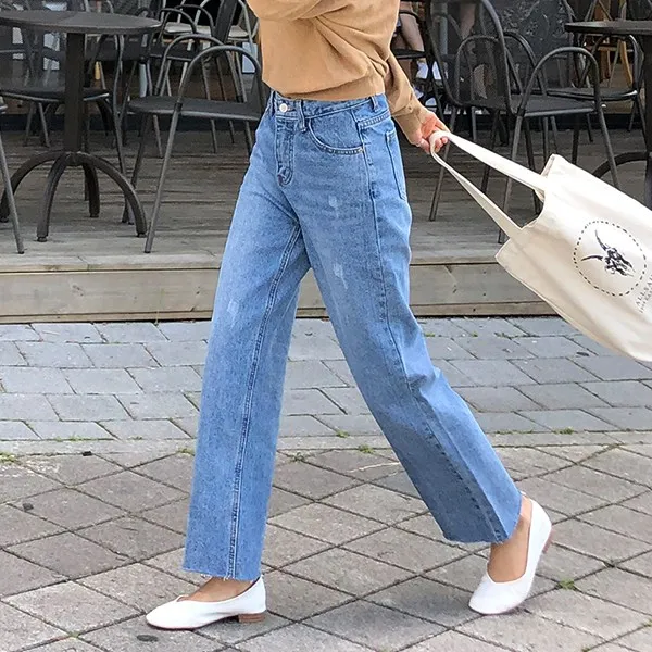 바잉몰 셀카타임 하이웨스트 와이드 청바지