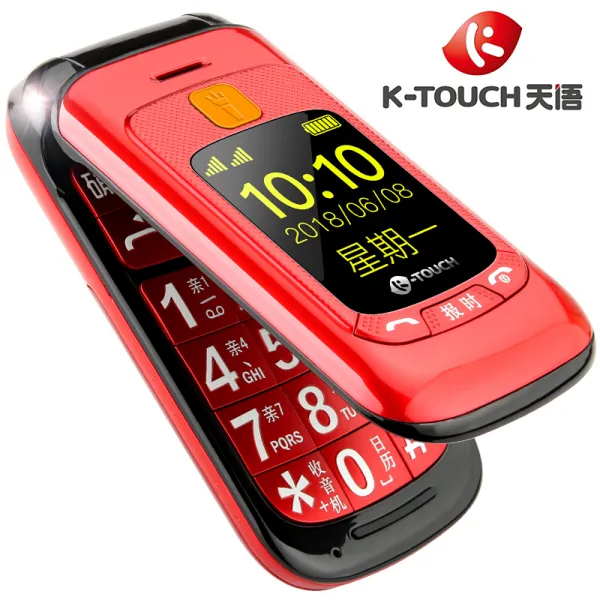 천어 (k-touch) V6 복개로인의 휴대폰이동/련통 2개 카드 2개 초대초장기예비로년기능기 빨간색, 단일상품