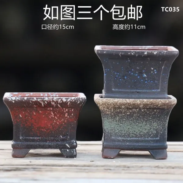 엠마켓 꽃화분대도자기 묵묵히 있다 다육 핸드메이드 거친 배기 발묵 유약 클래식 도의흥 자사 큰사이즈 라지 빅 고방분 로즈레드 Tc035